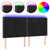 Cumpara ieftin Tablie de pat cu LED, negru, 200x5x118/128 cm, catifea