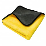 Laveta din microfibra, super absorbanta, pentru lustruit, 40 cm x 40 cm. gri cu galben Automobile ProTravel, Siegbert