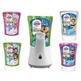 Pachet Sagrotan No Touch Kids: Dozator sapun lichid cu senzor + 5 rezerve sapun, 250 ml - compatibil cu DETTOL