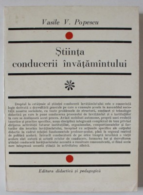 STIINTA CONDUCERII INVATAMANTULUI de VASILE V. POPESCU , 1973 foto