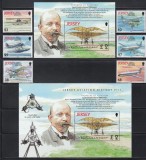 Jersey 2003 - Aviația secolului XX, Serie + Colita (110 mm x 75 mm) + Colita (153 mm x 100mm F. RARA), SET COMPLET, MNH