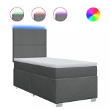 Cumpara ieftin Pat box spring cu saltea, gri inchis, 80x200 cm, textil