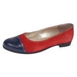 Balerini dama casual din piele naturala Rosu - Bleumarin RUTBLR