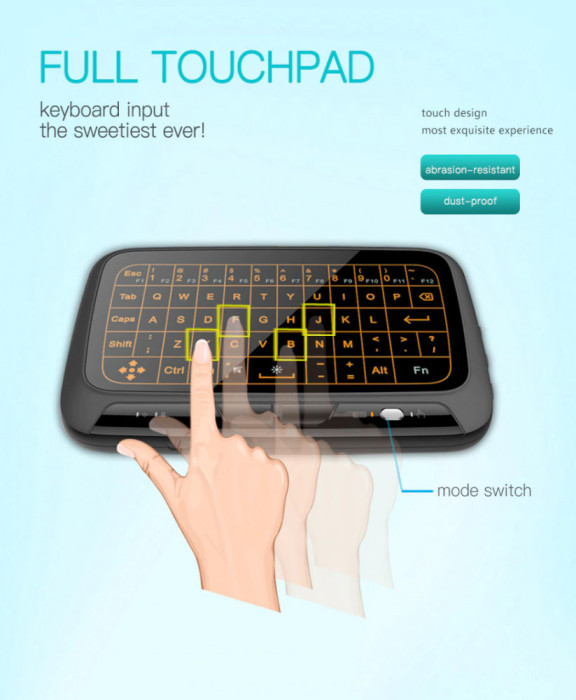 Tastatura Wireless H18+, Iluminata - Full TouchPad, Mouse