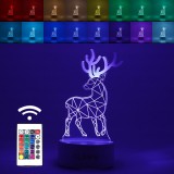Lampa led decorativa, flippy, 3d, cerb, cu telecomanda, doua moduri de alimentare usb si baterii, 20 cm inaltime, din material acril si lumina multico