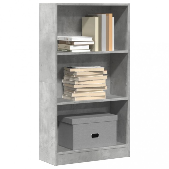 Gossi biblioteca, gri beton, 60x24x109 cm, lemn prelucrat