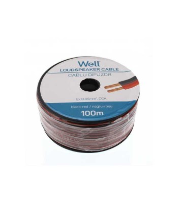 Cablu difuzor rosu/negru 2x0.35mm CCA Well LSP-CCA0.35BR-100-WL foto