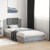 VidaXL Cadru de pat cu tăblie, gri beton, 75x190 cm, lemn prelucrat