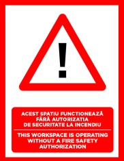 Placuta acest spatiu functioneaza fara autorizatie de securitate la incendiu foto