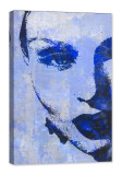 Cumpara ieftin Tablou luminos in intuneric, GlowforHome, Portret abstract chip de femeie Albastru original, 60 cm x 40 cm