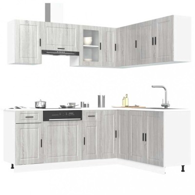vidaXL Set de dulapuri de bucătărie 11 piese &amp;bdquo;Porto&amp;rdquo; lemn Sonoma gri 3314967 foto