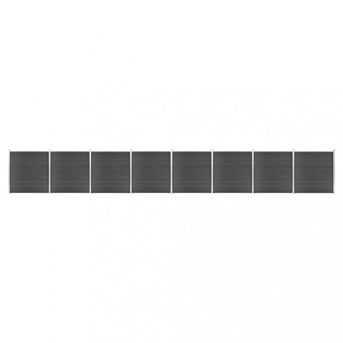 vidaXL Set de panouri de gard, negru, 1391x186 cm, WPC