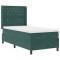 vidaXL Pat cu arcuri cu headboard Verde &icirc;nchis 90 x 190 cm Catifea 3341933