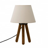 Lampa de masa PWL-1151, Pakoworld, 22x22x32 cm, lemn/PVC/textil, ecru/maro