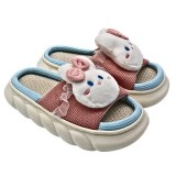 Papuci Pillow Slipper Cloud Kitty Anti-Derapanti cu Bordura si Talpa din Spuma Foarte Usori, Roz, 36-37