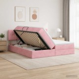 Cumpara ieftin Pat cu LED si saltea Roz 180 x 200 cm Catifea
