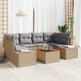 vidaXL Set de canapele pentru grădină cu pernă 7 pcs Bej Rattan poli