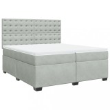 Cumpara ieftin Pat box spring cu saltea, gri deschis, 200x200 cm, catifea