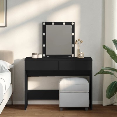 vidaXL Masă de toaletă cu LED, negru, 100x40x130 cm 848193 foto