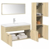 Set mobilier de baie, 3 piese, stejar sonoma, lemn prelucrat