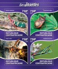 AFRICA CENTRALA 2015 - Insecte /set complet-bloc + colita MNH (2 imagini)