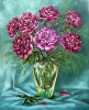 Tablou canvas Flori, bujori, mov, pictura, buchet, 50 x 75 cm
