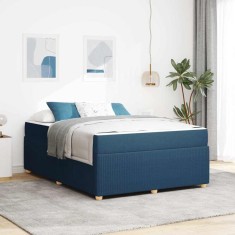 vidaXL Cadru de pat cu saltea cu saltea albastru 140 x 200 cm țesătură
