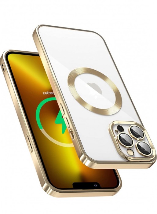 Huse silicon cu incarcare magetica wireless pentru Iphone 12 Pro Auriu