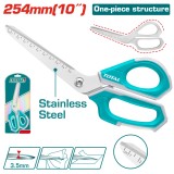 Foarfeca profesionala TOTAL 254 mm din otel inoxidabil, cu marcaj