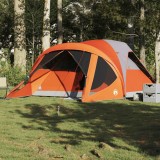 VidaXL Cort de familie tunel 6 persoane, gri/portocaliu, impermeabil