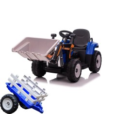 Excavator electric + remorca Kinderauto Farm Traktor 60W 12V RC, Bluetooth Albastru foto
