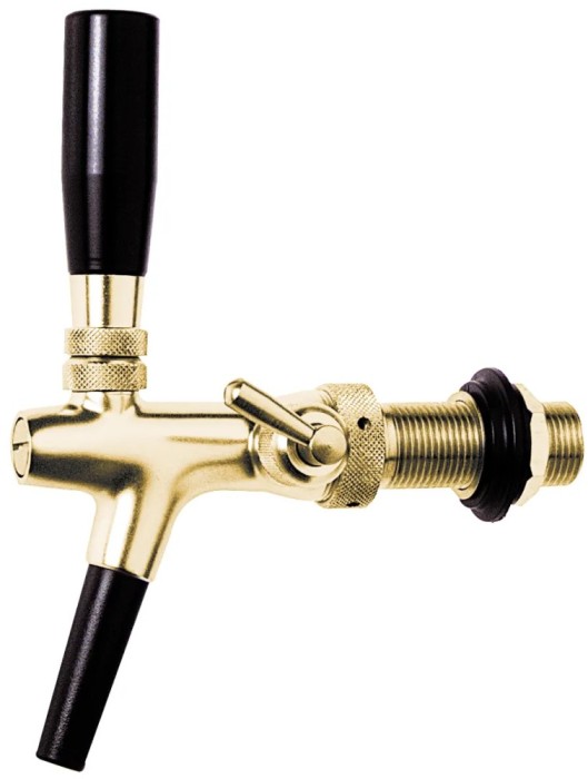 Zapfhahn, Kompensatorhahn, Bierzapfhahn, Schankhahn - vergoldet, 10 mm Ausf&uuml;hrung, Gewindel&auml;nge: 35 mm