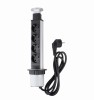 Priza schuko incastrabila in blat de birou sau bucatarie, 4 posturi 220-240VAC 16A cablu 1.8m, pop-up, Omu System