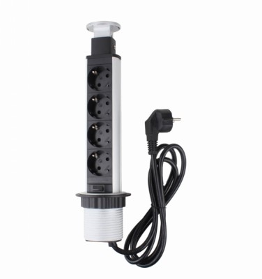 Priza schuko incastrabila in blat de birou sau bucatarie, 4 posturi 220-240VAC 16A cablu 1.8m, pop-up foto