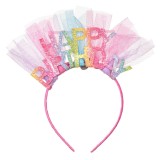 Coroniță cu Tul Colorat și Glitter, Happy Birthday, CMCLASS