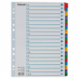 Separatoare Index din Carton Esselte Mylar, A4, Tip Index Alfabetic A-Z, Taste Laminate, Multicolor, Separator Index, Separatoare Carton Index, Separa