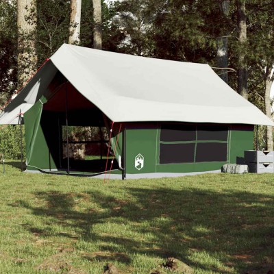 vidaXL Cort de camping pentru 5 persoane, verde, impermeabil foto