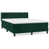 Cumpara ieftin Pat box spring cu saltea, verde inchis, 140x190 cm, catifea