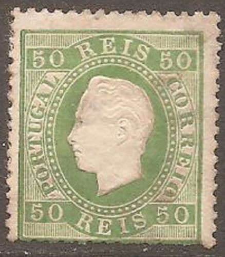 Portugal 1871 King Luis I 50R green K.12 1/2 Mi.39xB MH AM.388