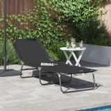 VidaXL Șezlong pliabil Negru 600D