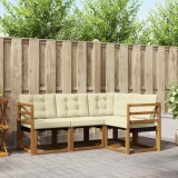 vidaXL Set de canapele de exterior cu pernă 4 pcs Natural și Crem 3368605