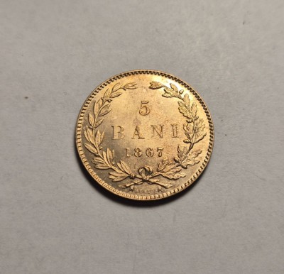 5 bani 1867 Heaton UNC foto