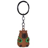 Figurina breloc 3D, Capibara Maro cu Rucsac verde, 5cm