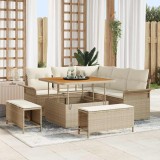 VidaXL Set de canapea pentru grădină cu 8 piese și perne, Bej, din rattan sintetic și acacia.