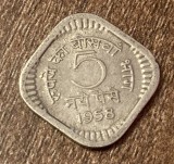 C50 - Moneda foarte veche - India - 5 paise - 1958