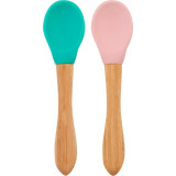 Minikoioi Spoon with Bamboo Handle linguriță Green / Pink 2 buc