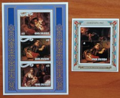 COOK-ISL.-PICTURI CELEBRE&#039;&#039;REMBRANDT &#039;&#039;1987-CRACIUN&#039;&#039;-2 COLITE-MNH NESTAMP. -vezi scan