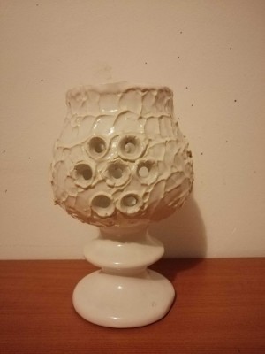 Suport lumanare ceramica perforata sfesnic Ego Stengods Bruno Karlsson 19.5 cm foto