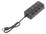 Hub USB 4 Porturi USB 2.0/3.1 Negru, Gembird