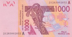 Bancnota Statele Africii de Vest 1.000 Franci 2021 - P115A UNC Coasta de Fildes ( vezi descriere )